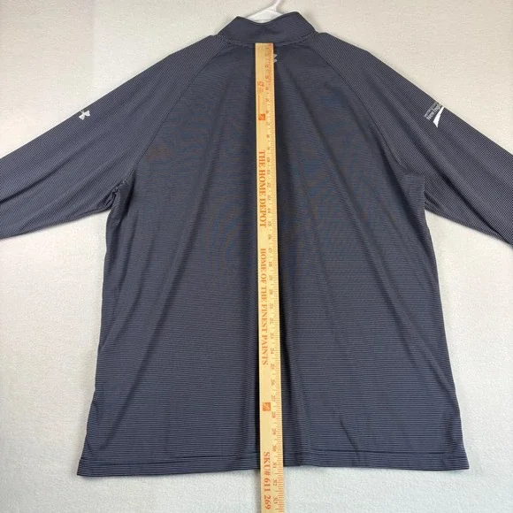 Under Armour Mens 2XL HeatGear 1/4 Zip Pullover Navy Blue Striped Performance - Picture 5 of 15